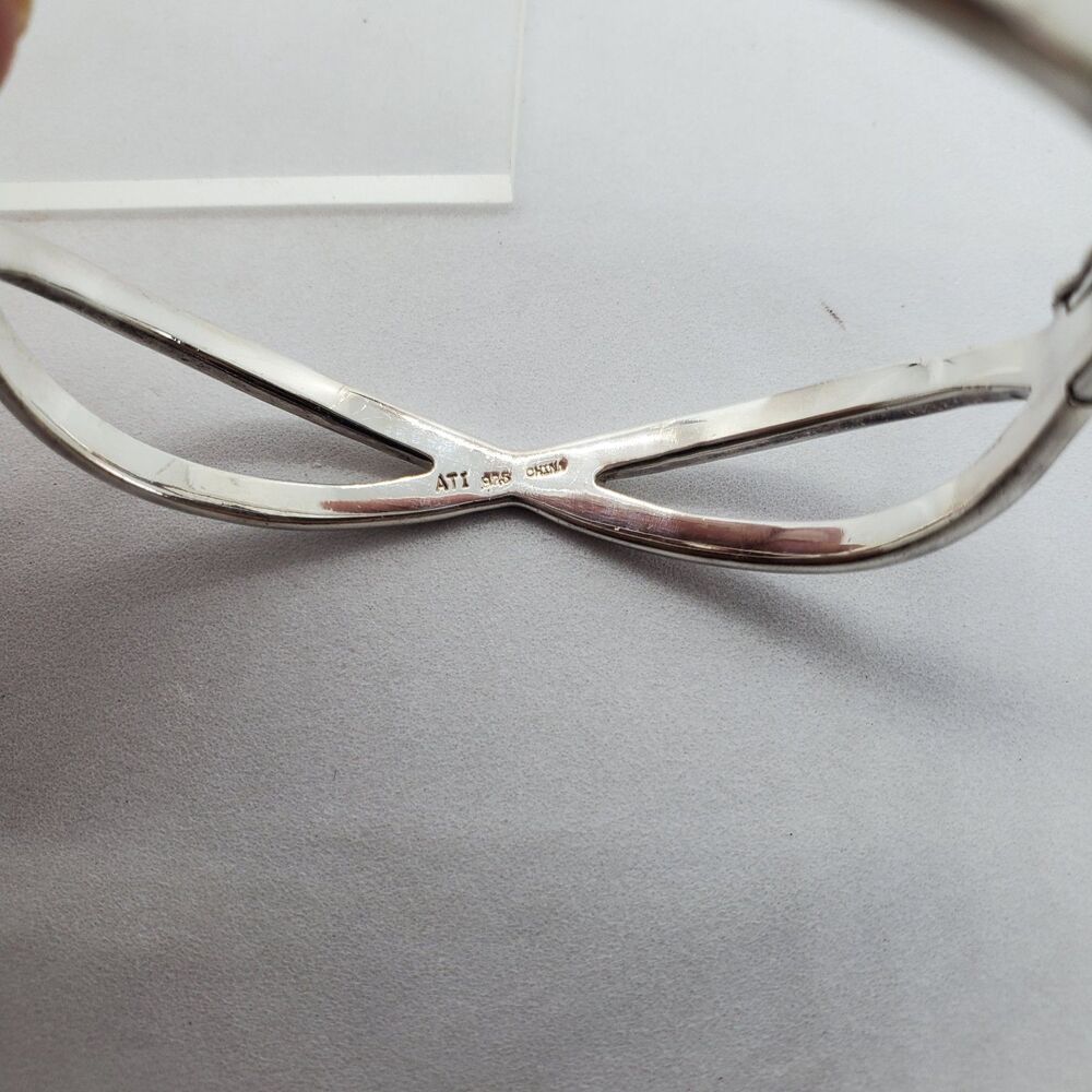 Sterling Silver Hinged Bracelet Bangle ATI 925 - Picture 2 of 7